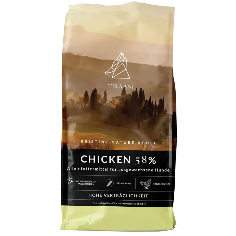 Sparpaket 2 x 15 kg Tikaani Adult Chicken 58 % Hunde Trockenfutter Expressversand